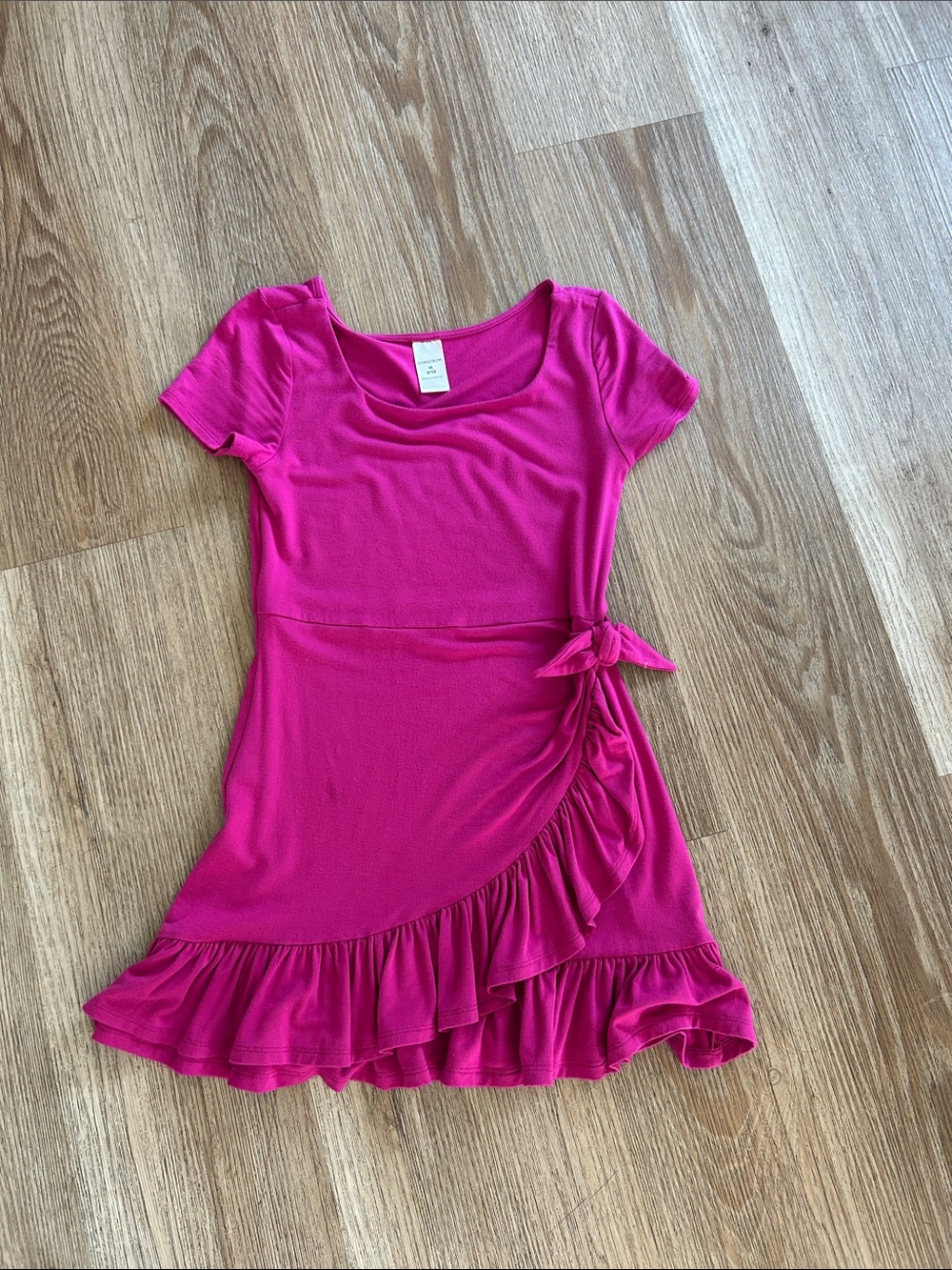 Nordstrom Girls Hot Pink Ruffle Wrap-Style Dress